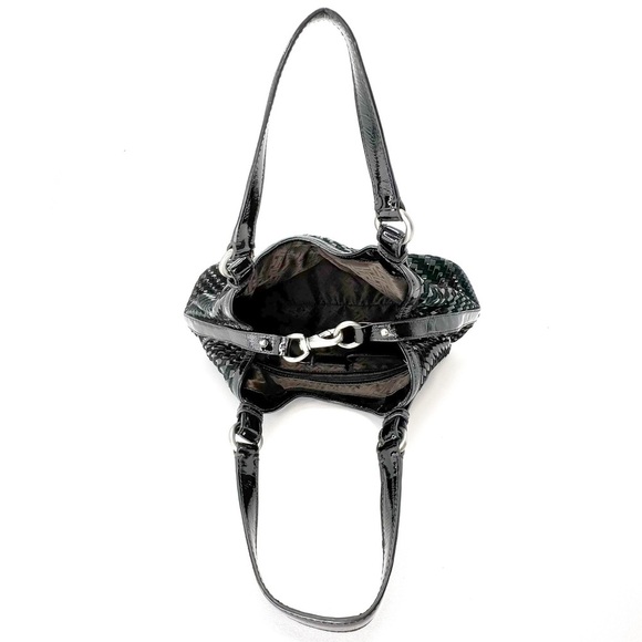 Cole Haan Genevieve Weave Large Triangle Tote Black Suede & Patent Leather EUC - Picture 4 of 9